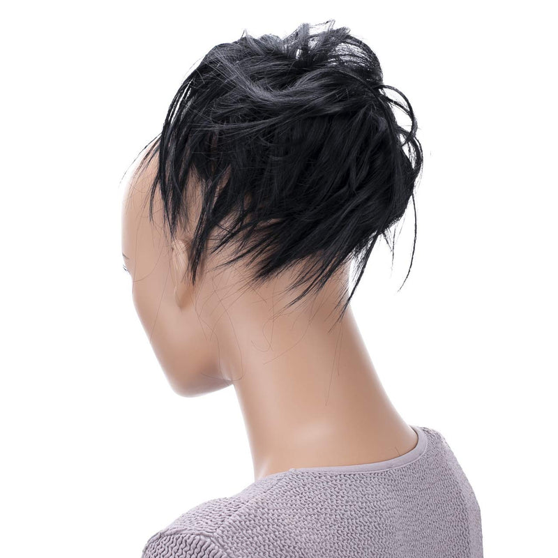 [Australia] - PRETTYSHOP XXL Hairpiece Scrunchy Updo Bridal Hairstyle Voluminous Wavy Messy Bun Black G1F black #1 G1F 