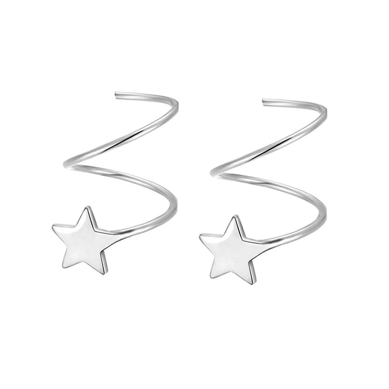 [Australia] - 925 Sterling Silver Star Wrap Earrings for Women Teen Girls Fashion Cuff Earrings FarryDream 