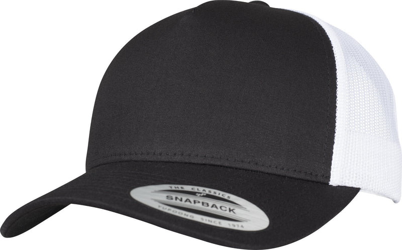 [Australia] - Flex fit (FLEYK) 5-Panel Retro Trucker 2-Tone Cap Kape, Unisex, 5-Panel Retro Trucker 2-Tone Cap One Size blk/wht 