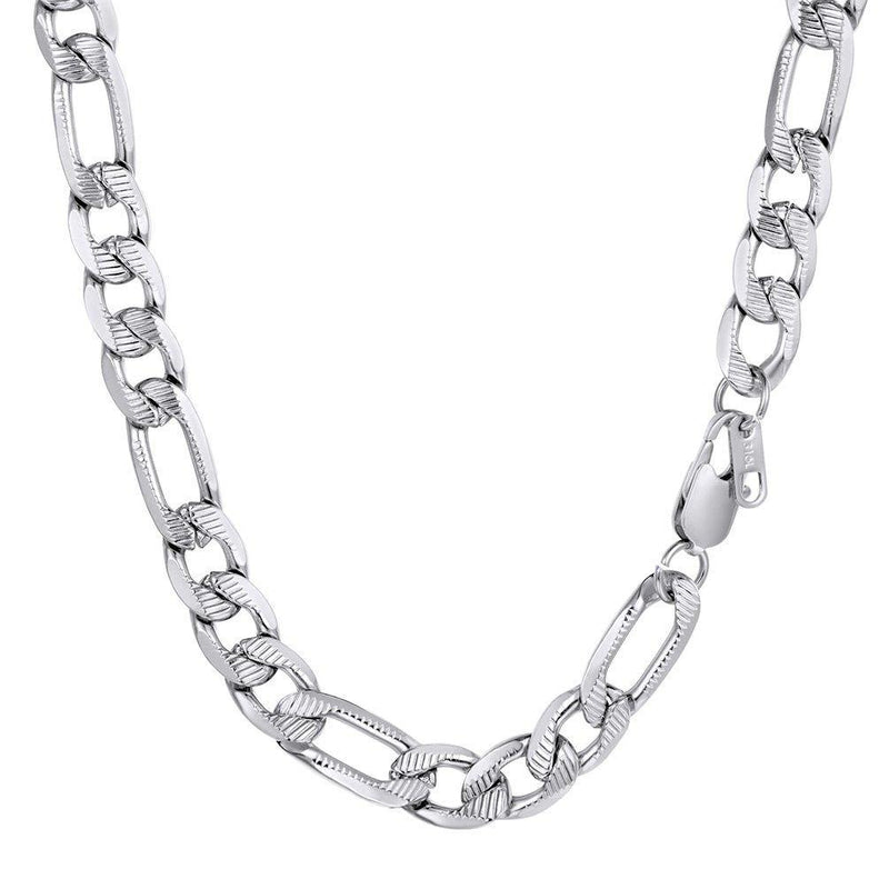 [Australia] - PROSTEEL 10MM Mens Boys Chain Necklace Stainless Steel Figaro Link Silver Tone Jewelry 