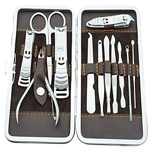 [Australia] - Heavy Duty Finger Toe Nail Cutter Stainless Steel 12 pcs Personal Manicure Nail Scissors Set Nail Clipper Earpick Grooming Pedicure Kits Men/Women Nail Trimmer 