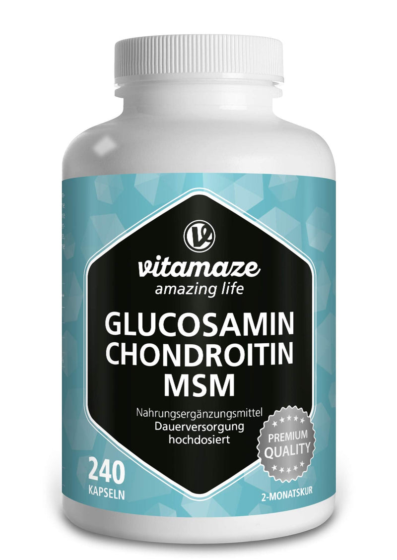 [Australia] - Glucosamine and Chondroitin Complex 2250mg with MSM and Vitamin C - Joints Care and Immune System - 240 Vegan Capsules - Supplement Without Additives Glucosamine, Chondroitin, MSM 