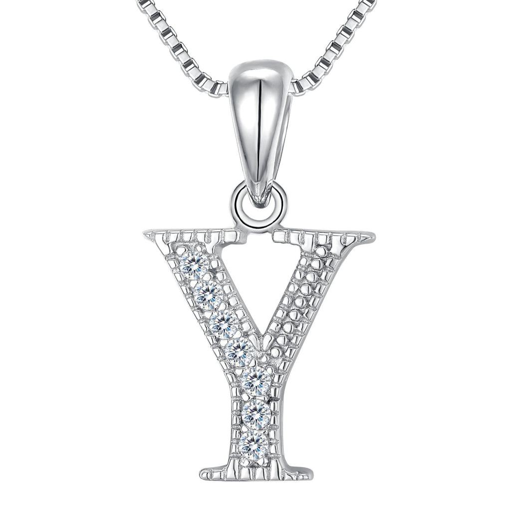 [Australia] - FANZE Women's 925 Sterling Silver Cubic Zirconia Initial Letters Y Pendant Necklace 