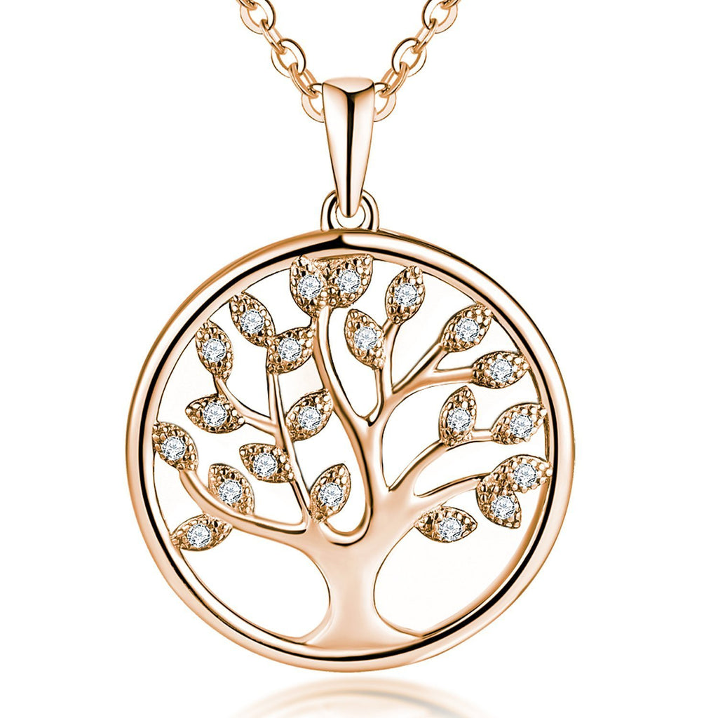 [Australia] - JO WISDOM Tree of Life Necklace,925 Sterling Silver Family Tree Pendant Necklace,Jewellery for Women Rose Gold Color 