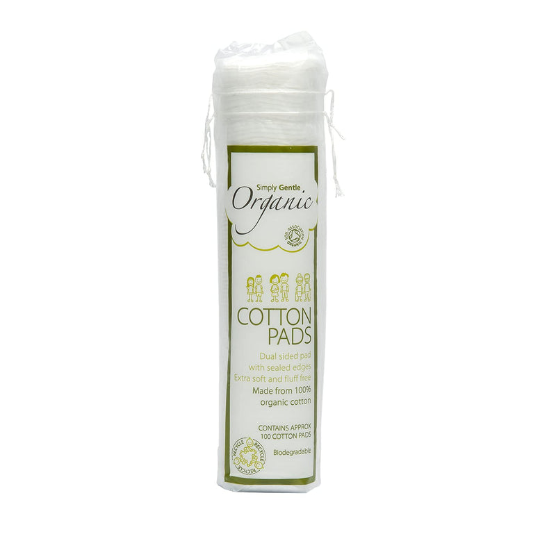 [Australia] - Simply Gentle Organic Cotton Pads ‚Äì Dual Sided - Sealed Edges - Low Lint - 100% Organic Cotton Wool ‚Äì 100 Pads Per Pack (Pack of 6) 