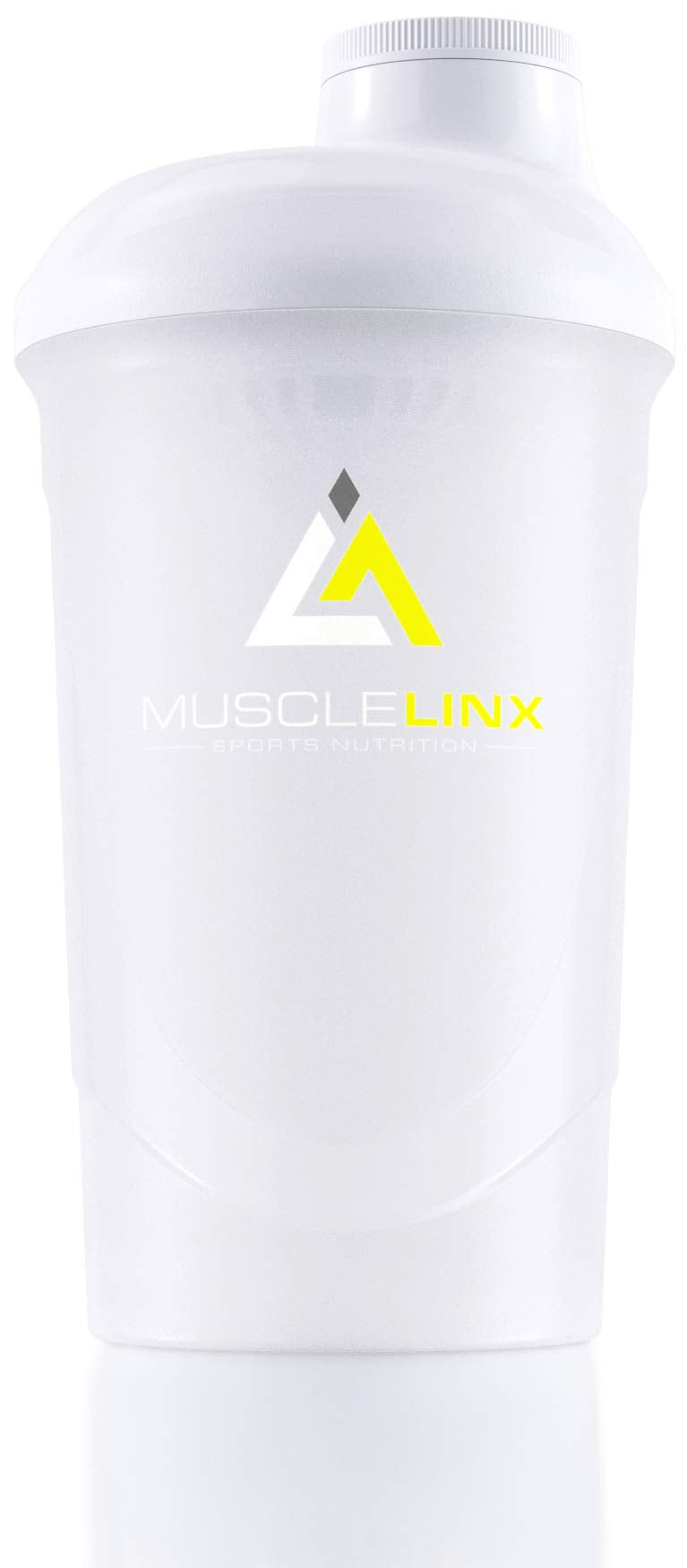 [Australia] - Protein Shaker Screw top 100% Leak Proof Drinks Bottle 600ml to 800ml by Musc (Transparent, White) White Transparent 