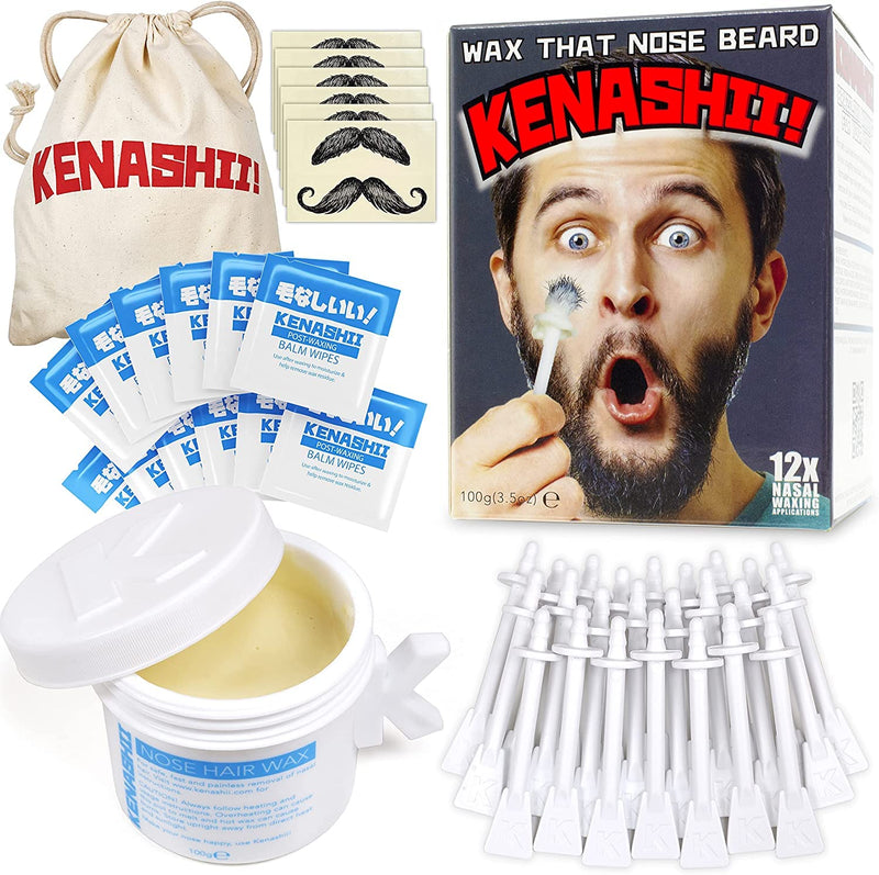 [Australia] - Nose Wax Kit, 100 g Wax, 24 Applicators. The Original & Best Nose Hair Removal Kit from Kenashii. Nose Waxing For Men & Women. 12 Applications, 12 Post Waxing Balm Wipes, 12 Mustache Guards. 