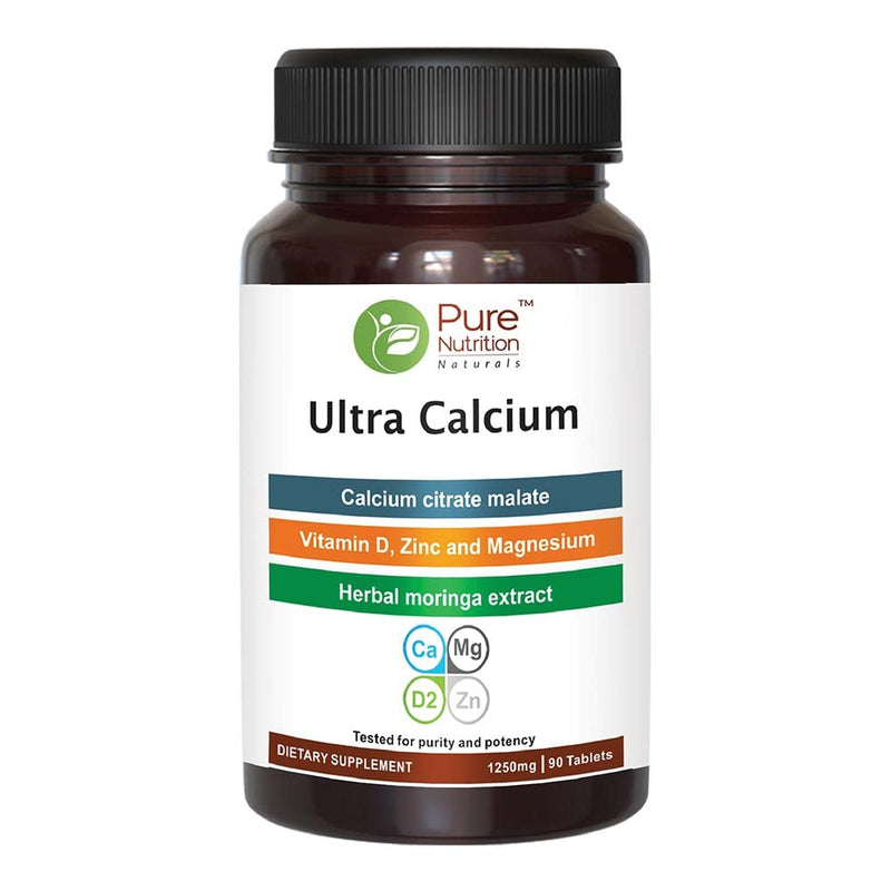 [Australia] - Pure Nutrition Ultra Calcium Citrate 1000mg Highly absorbable Calcium Supplement with Calcium Citrate Malate, Vitamin D, Zinc and Magnesium - 1 Tablet Daily (90 Veg Tabs) Non-GMO | Gluten-Free 