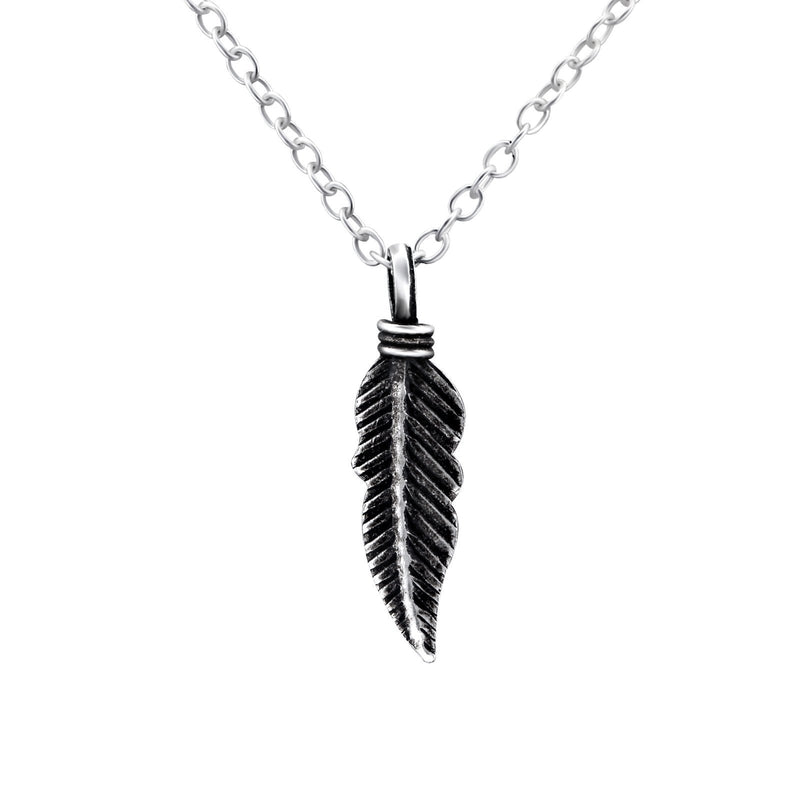 [Australia] - The Rose & Silver Company Women 925 Sterling Silver Feather Shaped Necklace 45cm / 17.7" 