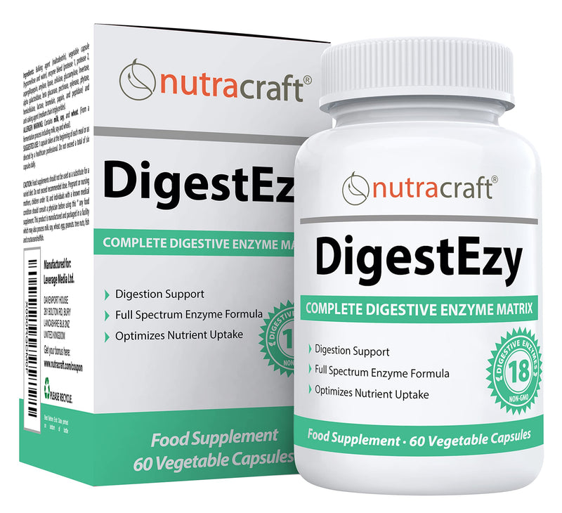[Australia] - DigestEzy #1 Digestive Enzyme Supplement | Money Back Guarantee | Best Multi-Enzyme Formula to Optimize Digestion | Increase Energy & Support Digestive Health | 60 Capsules 