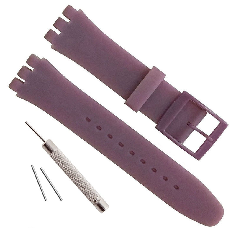 [Australia] - Replacement Waterproof Silicone Rubber Watch Strap Watch Band for Swatch (17mm 19mm 20mm) (17mm, Lilac) 