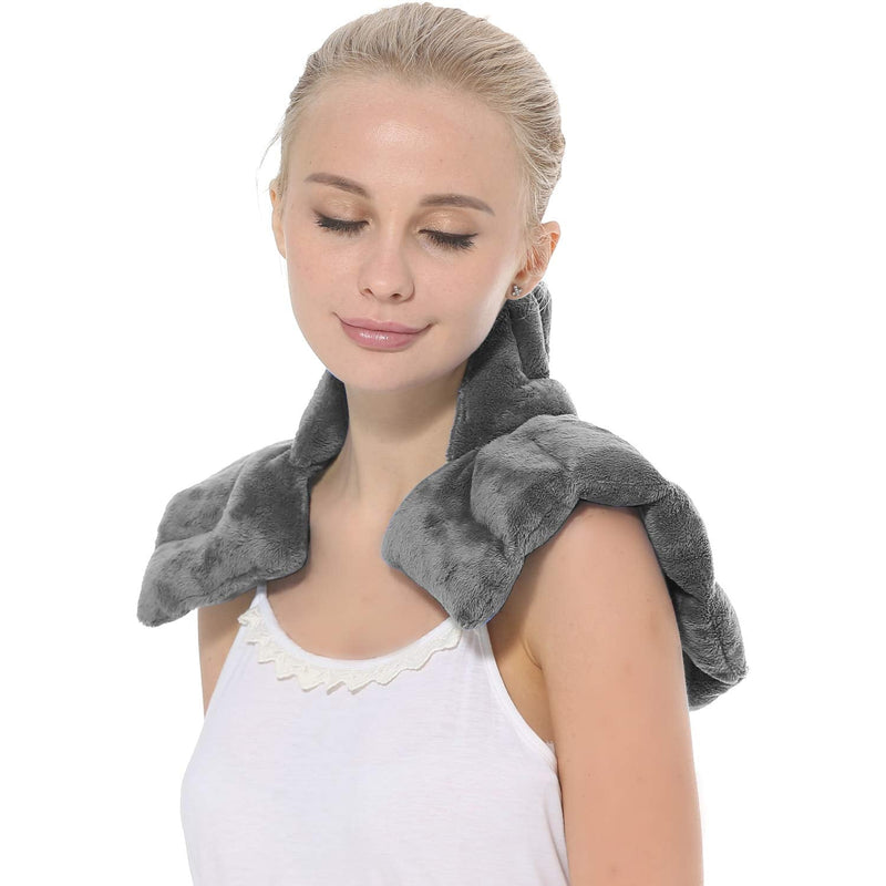 [Australia] - Aroma Season Heated Neck Warmer for Pain Microwave Neck and Shoulder Heat Pad Heated Neck Wrap Neck Pain and Arthritis Relief (Grey) Grey 
