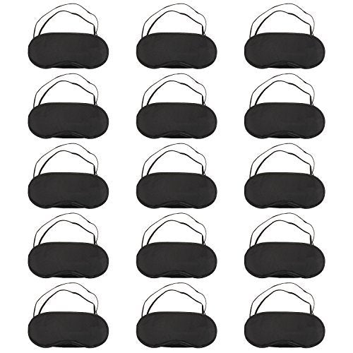 [Australia] - 15 Pack Eye Sleeping Blindfold Soft Eye Shade Cover with Nose Pad and Adjustable Strap for Travel Sleep, Black 