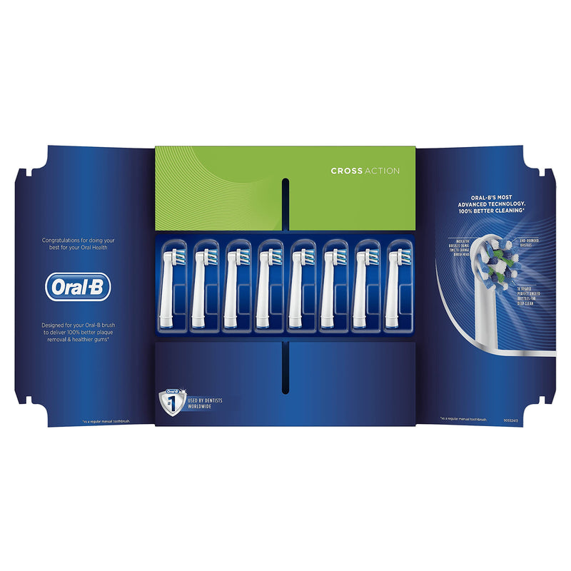 [Australia] - Oral-B CrossAction Toothbrush Head, Pack of 8 Counts Pack of 8- Mailbox Sized Single 