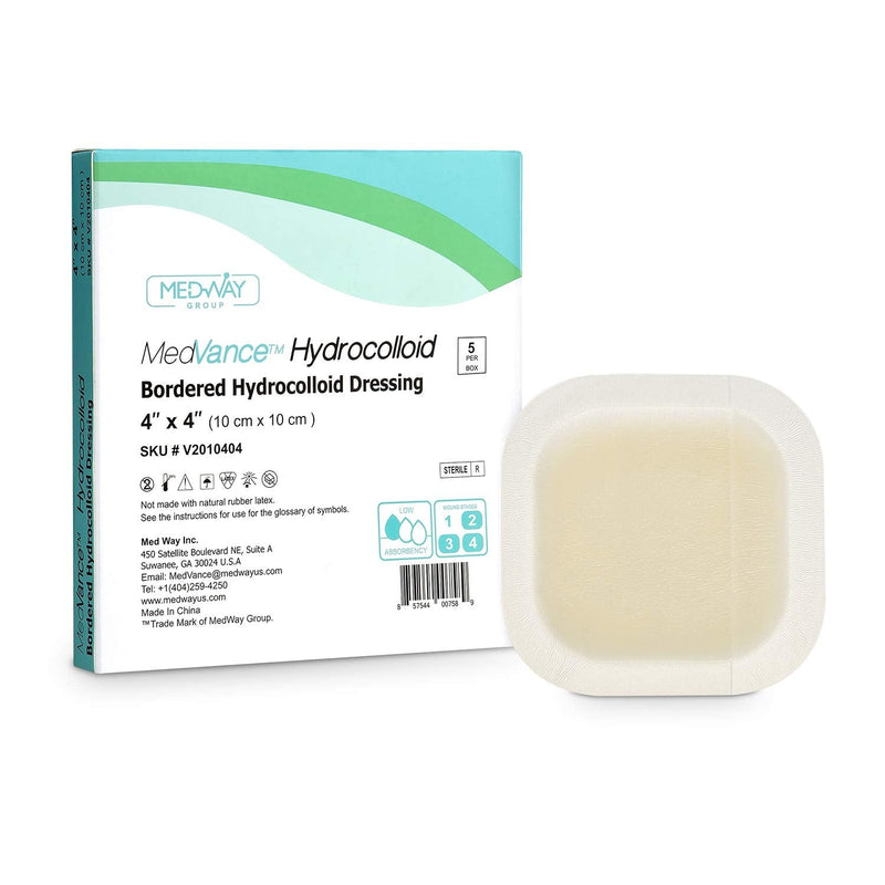 [Australia] - MedVance TM Hydrocolloid – Bordered Hydrocolloid Adhesive Dressing, 10 cm x 10 cm Box of 5 DRESSINGS 5 Count (Pack of 1) 