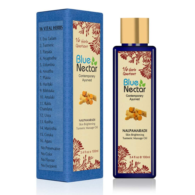 [Australia] - Blue Nectar Skin Brightening Oil Nalpamaradi Thailam infused with Turmeric Oil - 100 ml 