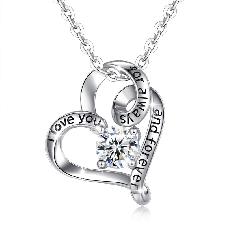 [Australia] - Women Silver Heart Necklace, AEONSLOVE 925 Sterling Silver Pendant Necklace Vintage Rose With Chain I Love You for always and Forever Infinity Jewellery Gifts For Woman Wife Mum A: Heart Necklace 