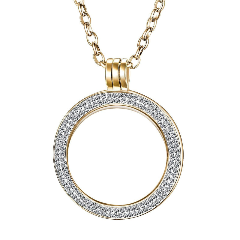 [Australia] - Morella Ladies' Necklace 70 cm Stainless Steel with Jewelry Coin Zirconia Coin Pendant 33 mm Gold 