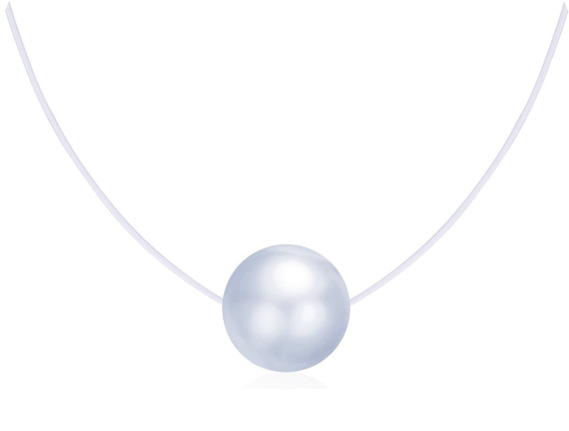 [Australia] - Infinite U Creative 925 Sterling Silver Pearl Pendant Necklace Fishing Line Nylon Chain for Women/Girls, Silver 