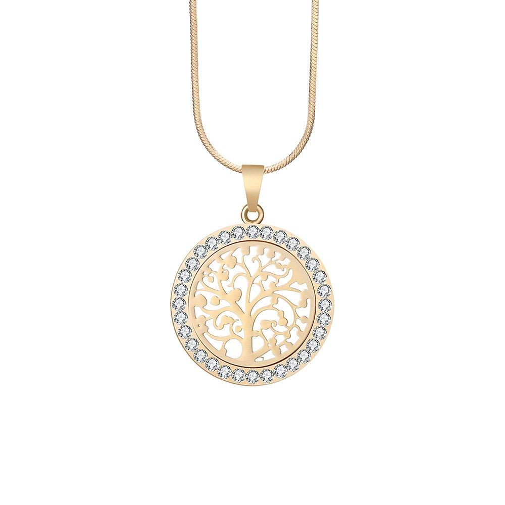 [Australia] - Ouran Fashion Women’s Choker Necklace,Celtic Tree of Life Pendant Necklace for Girls Chain Coat Necklace with CZ Crystal Shining Rhinestone Necklace Gold Plated 