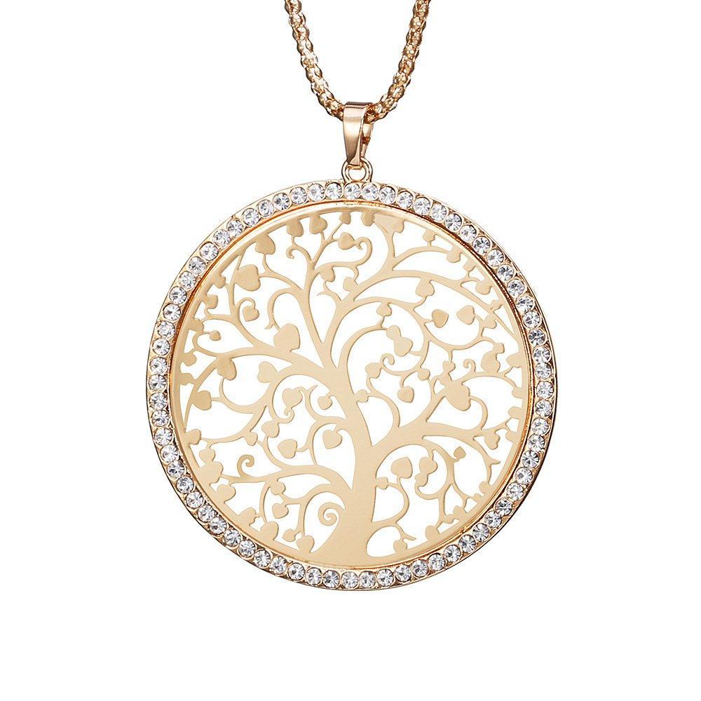 [Australia] - Ouran Tree of Life Necklace for Women,Charm Pendant Necklace Long Chain Necklace with CZ Crystal Gift for Girls Friends Gold Plated Tree of Life 