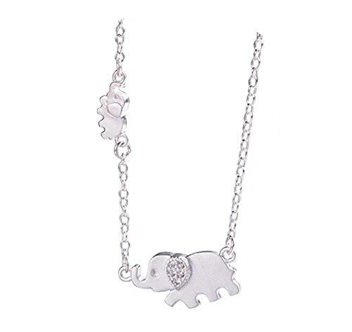 [Australia] - iszie jewellery sterling silver cute little baby elephant necklace,sweet crystal elephant pendant necklace for girl 