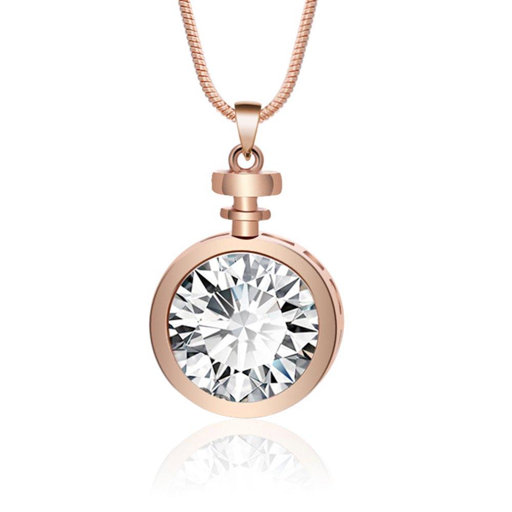 [Australia] - Ouran Fashion Necklace for Women, Brilliant Crystal Pendant Necklace for Girls Long Chain Necklace Shining Rhinestone Necklace Rose Gold 