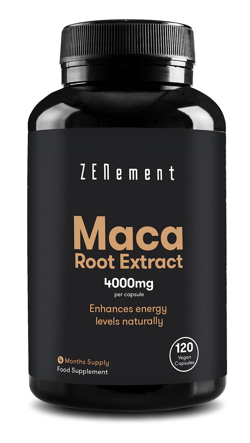 [Australia] - Maca Root Extract 4000mg, Highly Concentrated 10:1, 120 Capsules | Energy, Stamina, Memory, Immunity and hormonal Balance | 100% Natural Ingredients | Zenement 