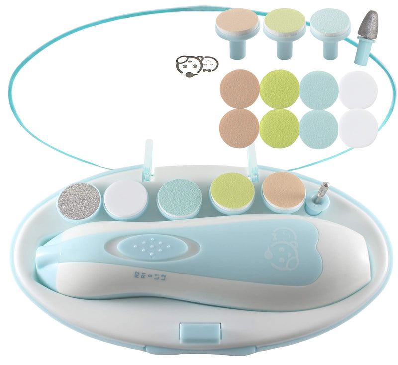 [Australia] - Baby Nail Clippers 20 in 1 by Royal Angels, Safe Electric Baby Nail Trimmer, Baby Nail File Kit, Additional Replacement Heads, Newborn Toddler Toes and Fingernails, Trim and Polish (Blue) Blue 