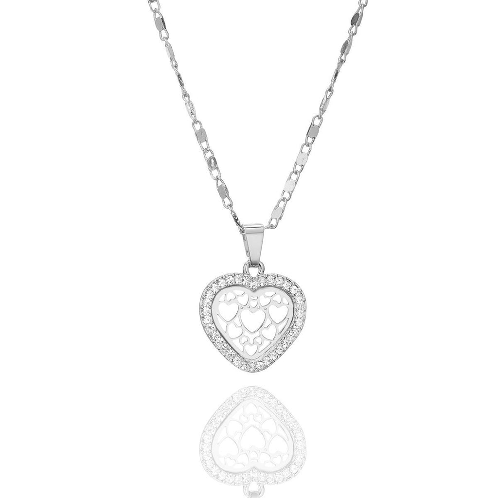 [Australia] - Ouran Heart Necklace for Women,Charm Pendant Necklace Long Chain Necklace Shining Crystal Necklace for Friends Silver Plated Love Heart 