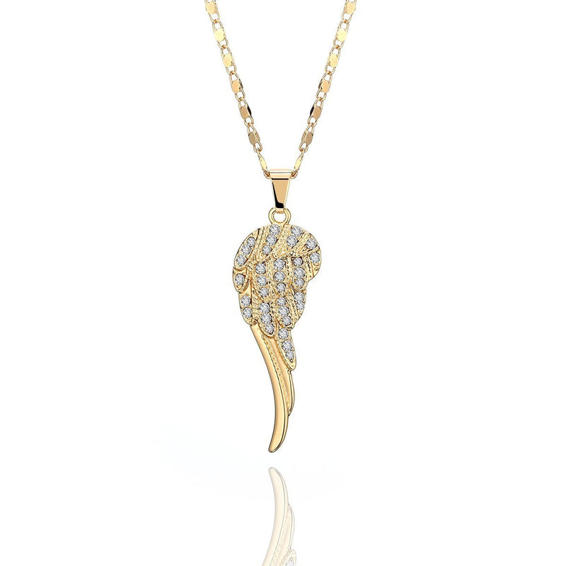 [Australia] - Ouran Charm Necklace for Women, Angel Wings Pendant Necklace Girls Long Chain Necklace Friendship Necklace with Crystal Gold Plated Angel Wings 
