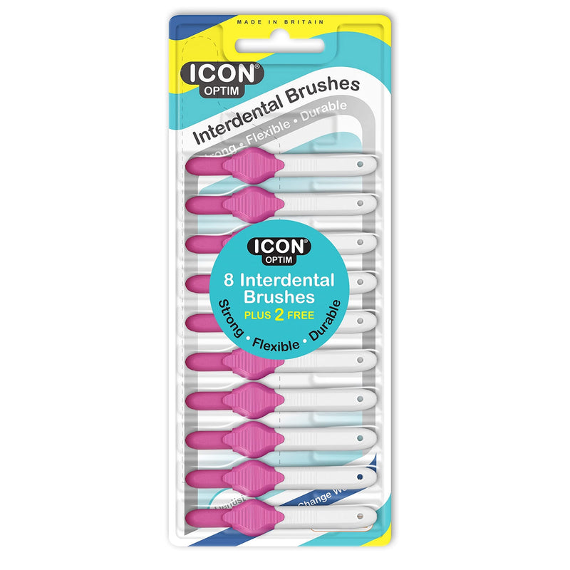 [Australia] - Icon Optim Pink Standard Interdental Brush - 8 Brush Plus 2 Free Brush in 1 Pack 