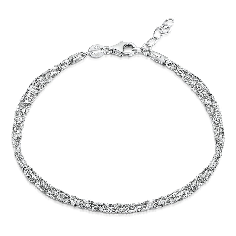 [Australia] - Amberta 925 Sterling Silver Adjustable Bracelet - 5 Line Twisted Chains with Beads - 7" to 8" inch - Flexible Fit 3. Twisted Chain 5 Lines 
