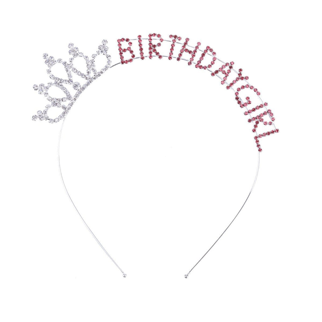 [Australia] - Frcolor Pink Women's Birthday Crystal Tiara Crown Headband for Birthday Party Headwear Accessories (Birthday Girl) 