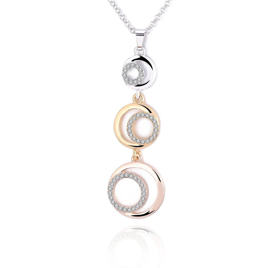 [Australia] - Ouran Women's Charm Necklace,Sun and Moon Pendant Necklace for Girls Gold and Silver Long Chain Necklace with CZ Crystal 