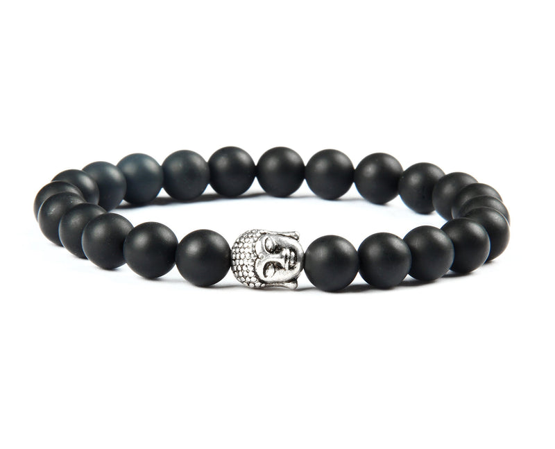 [Australia] - GOOD.designs ® Buddha pearl bracelet made of real natural stones and noble Buddhism pearl, Chakra bracelet for ladies and gentlemen, Yoga-bracelet Onyx 