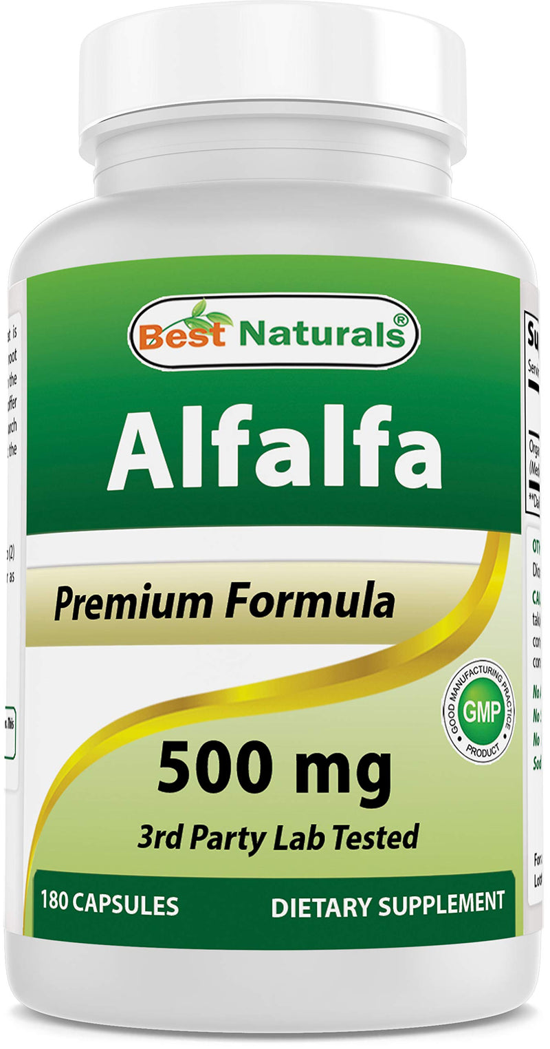 [Australia] - Best Naturals Alfalfa Green Super Food 500 mg 180 Capsules (180 Count (Pack of 1)) 180 Count (Pack of 1) 