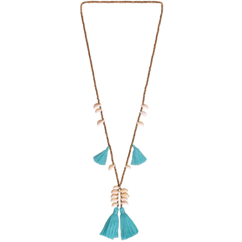 [Australia] - KELITCH Turquoise Beaded Necklace Bib Multicolor Tassel Long Strand Necklaces Beach Friendship Necklace Blue 