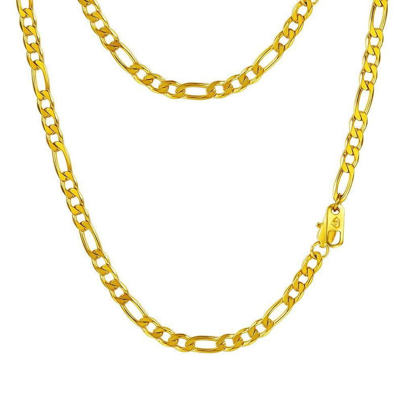 [Australia] - PROSTEEL Collar Chain Men 20 Inches Long 4 mm Jewelry Necklace Figaro Chain Gold 