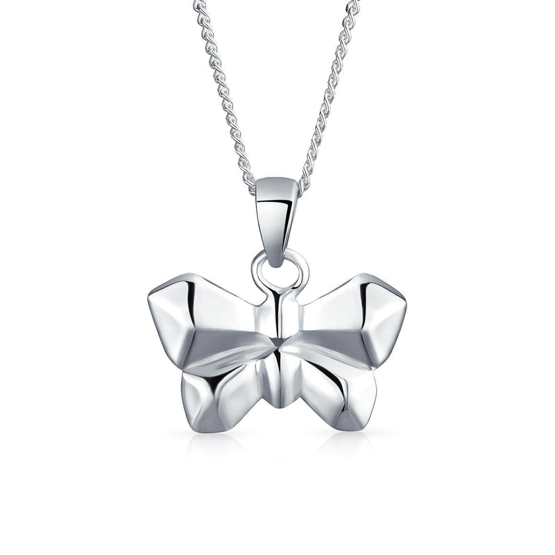 [Australia] - Delicate 3D Tiny Geometric Kirigami Garden Origami Butterfly Pendant Necklace For Women Teen 925 Sterling Silver 