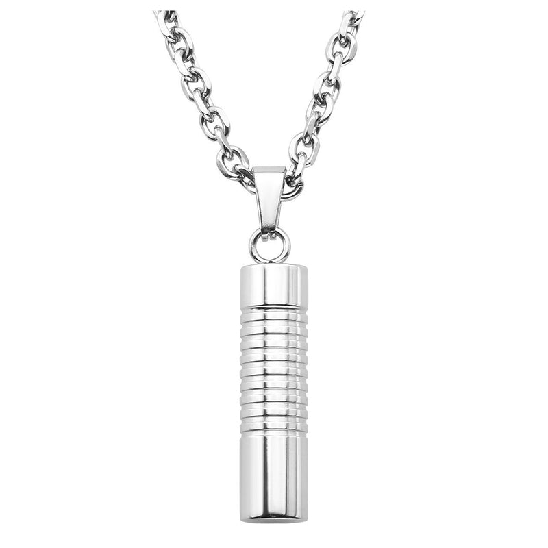 [Australia] - Jovivi Stainless Steel Cylinder Bullet Memorial Urn Necklace Screw Keepsake Ash Cremation Jewelry & Filler Kit Style 3 