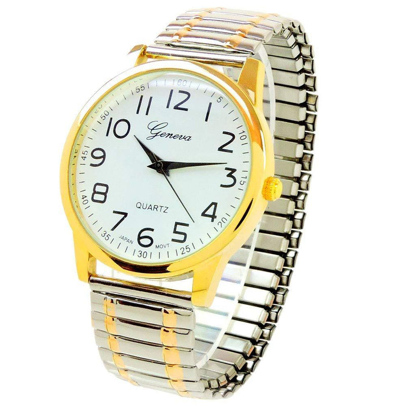 [Australia] - 2Tone Large Face Easy to Read Stretch Band Watch 