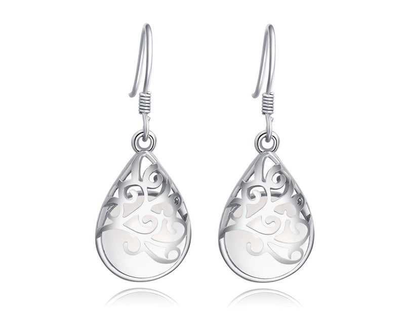 [Australia] - KEETEEN"Wishing Tree"925 Sterling Silver Teardrop Filigree Dangle Earrings for Women Wishing Tree Hook 