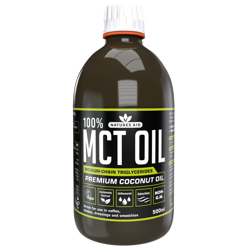 [Australia] - Natures Aid 100 Percent MCT Oil, Premium Coconut Oil, Sustainably Sourced, Add to Coffees or Shakes, Vegan, 500 ml 