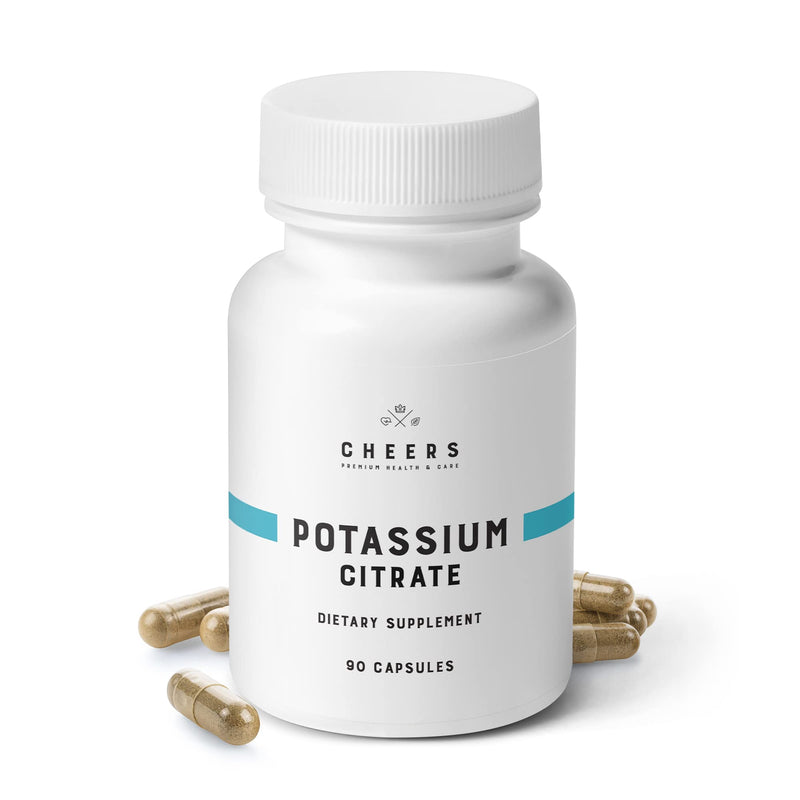 [Australia] - CHEERS - Potassium Citrate, 90 Vegan Capsules, 316 mg per Capsule, Potassium Supplement for Adults, Natural Mineral Electrolyte, Supports Cardiovascular and Blood Pressure Health 
