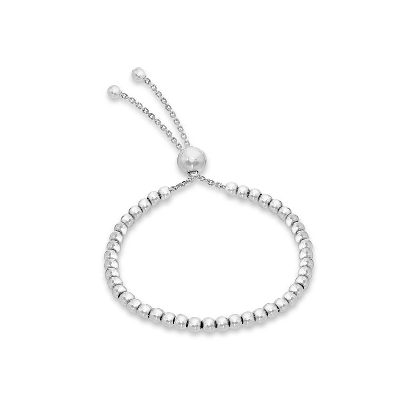 [Australia] - Tuscany Silver Sterling Silver Rhodium Plated Ball and Chain Adjustable Bracelet, 5 cm/2 Inch-21.5 cm/8.5 Inch 