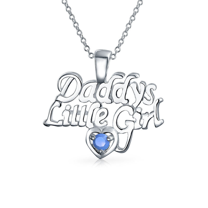 [Australia] - Daddys Little Blue Inlay Created Opal Pendant Necklace For Daughter For Teen 925 Sterling Silver October Birthstone 
