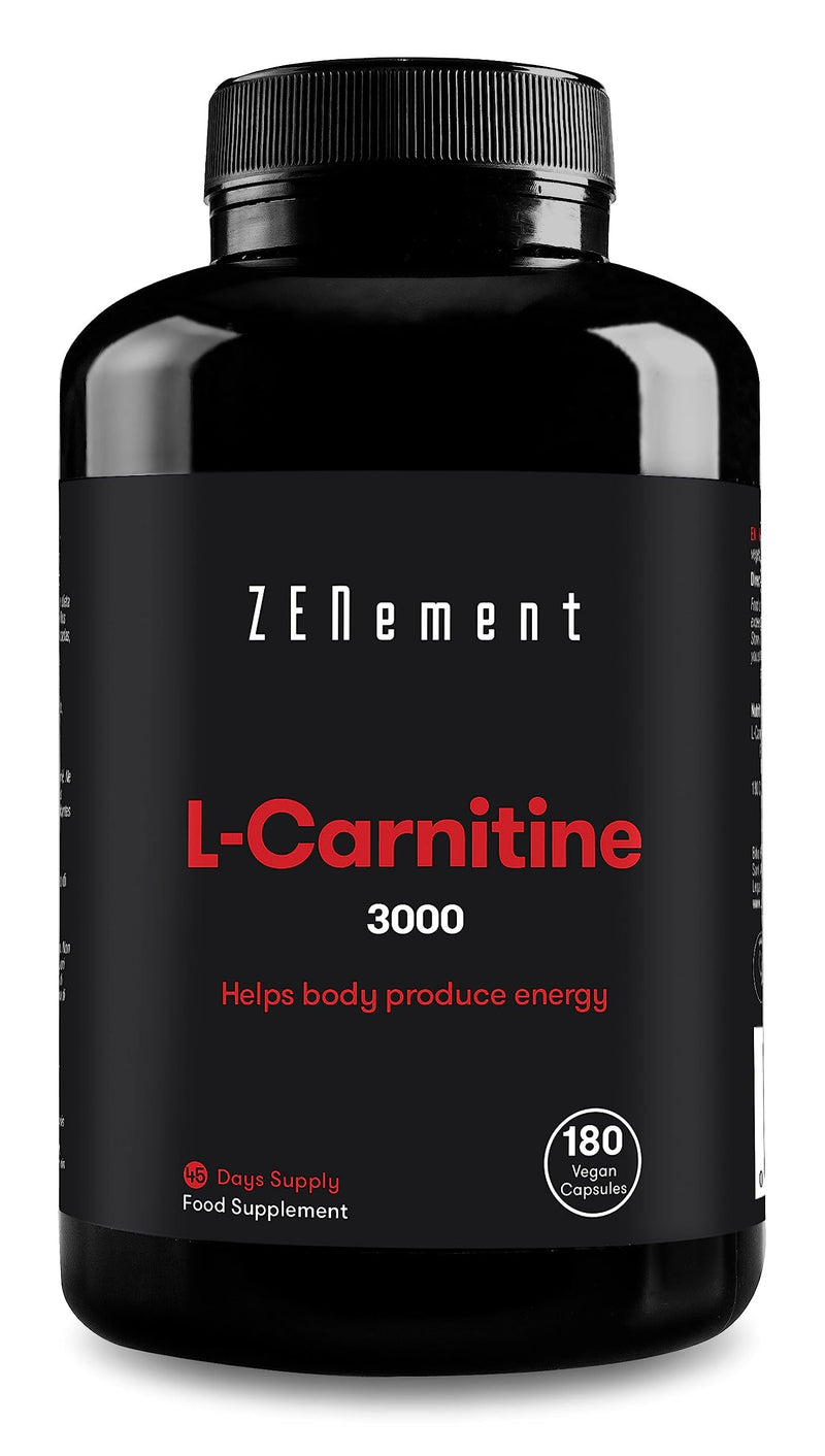 [Australia] - L-Carnitine, 3000mg per dose, 180 Capsules | Helps The Body Produce Energy | Improve Sports Performance and The Efficient Metabolization of Fat | Vegan, Gluten Free | Zenement 