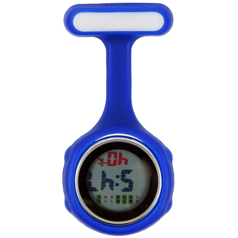 [Australia] - Digital Nurse Watch Fob for Women Men Multi Function, Infection Control Design, Silicone Nurses/Brooch/Tunic/Fob/Pocket/Carabiner Watch with Pin/Clip-On Nurse Doctor Paramedic Watch with Light Blue 