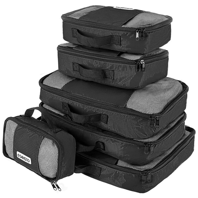 [Australia] - Savisto Packing Cubes - Small, Medium, Large, XL (6-Piece Set) - 7 Colours (1x XL / 2x L / 2x M / 1x S, Black) 1x XL / 2x L / 2x M / 1x S 